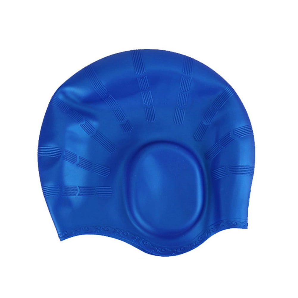 Swimming Cap Silicone Adult Waterproof Ear Protect Swim Pool Hat (Blue
