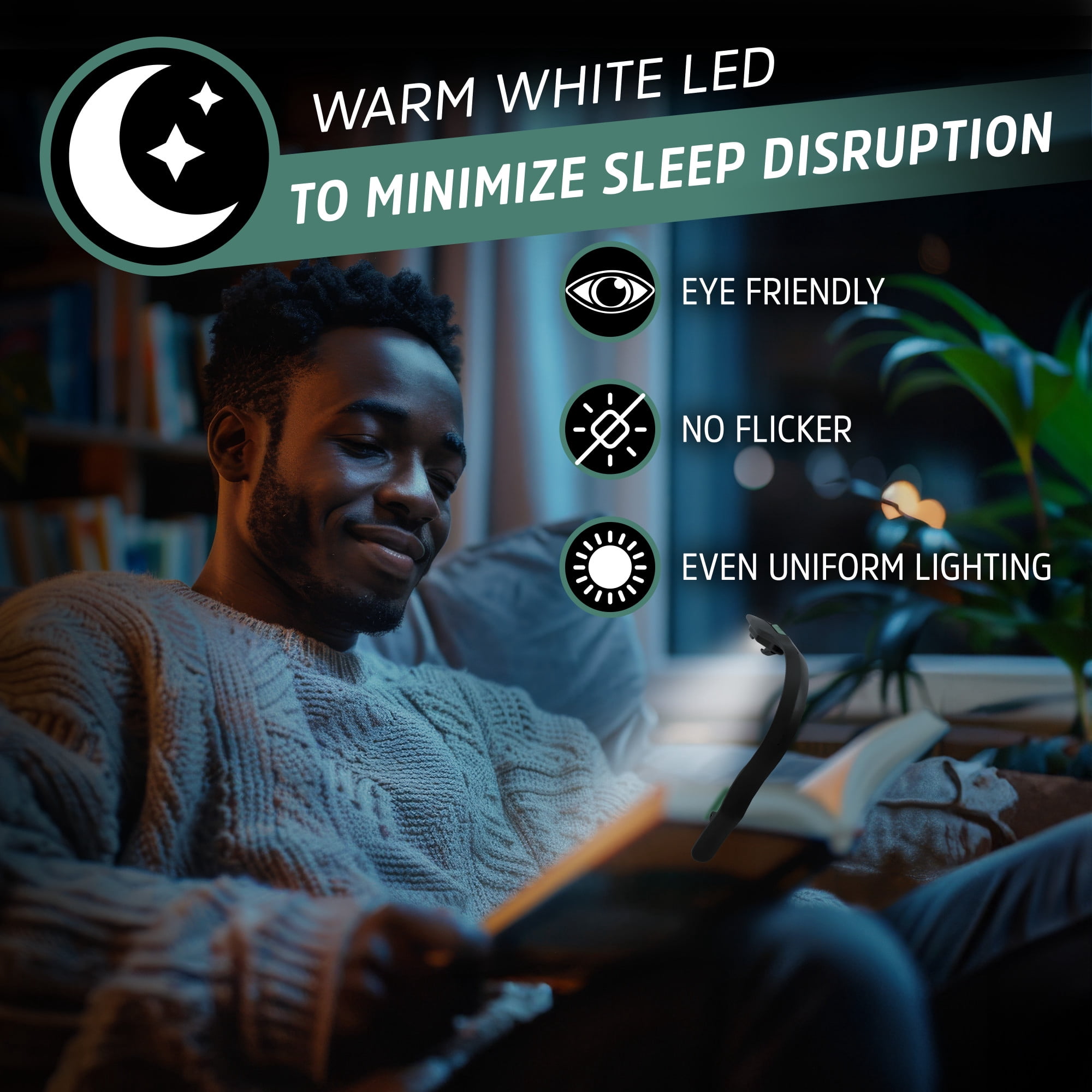 Energizer Rechargeable LED Book Light, Warm White Reading Light with Clip