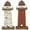 Red Distressed Abstract Light House Asymmetrical S/2 7"W, 15"H, variant on 5"W, 10"H Red Wood Distressed Light House Sculpture with Blue and Brown Accents, by DecMode (2 Count)