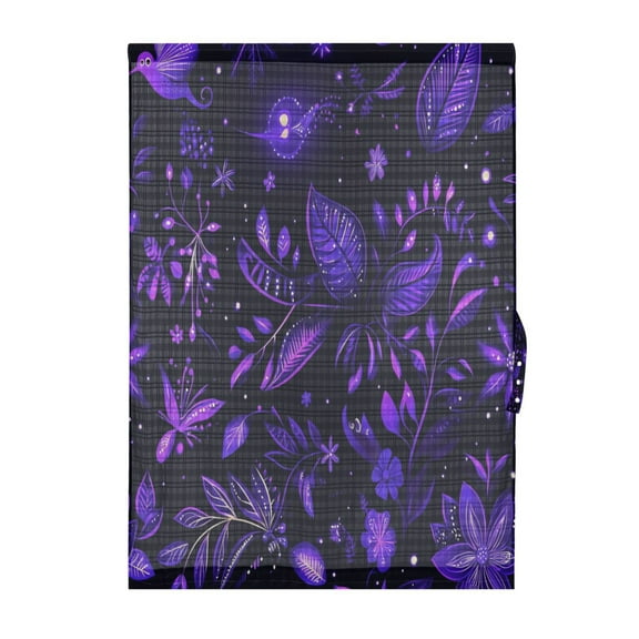 Mystical Purple Flowers and Animal Door Curtain 25x40in Privacy Mesh with UV Protection Tie Back Rod Pockets