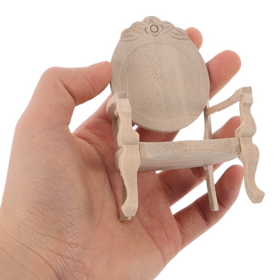 MERRYHAPY Miniature Beige Wooden Armchair Dollhouse Furniture Set for Layout and Decoration