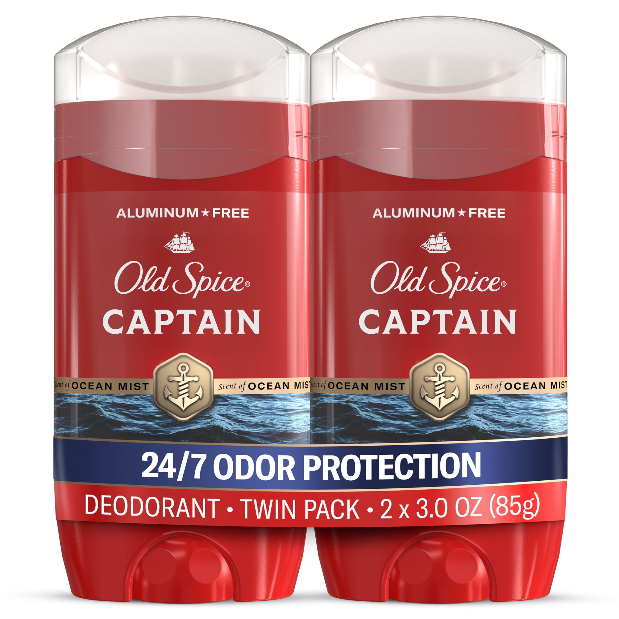 Old Spice Deodorant for Men, Aluminum Free, Long-Lasting Fragrance, Captain Scent, 6.0 oz, Twin Pack