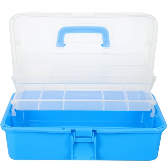unbranded Three Layer Storage Box Stackable Shop Crate Collapsible Bins Office Blue