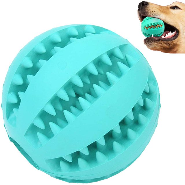 Pelota de juguete para perros, pelota de juguete no tóxica resistente a mordeduras para perros de compañía, cachorros, gatos, pelota de limpieza de dientes para masticar, azul brillar Juguete