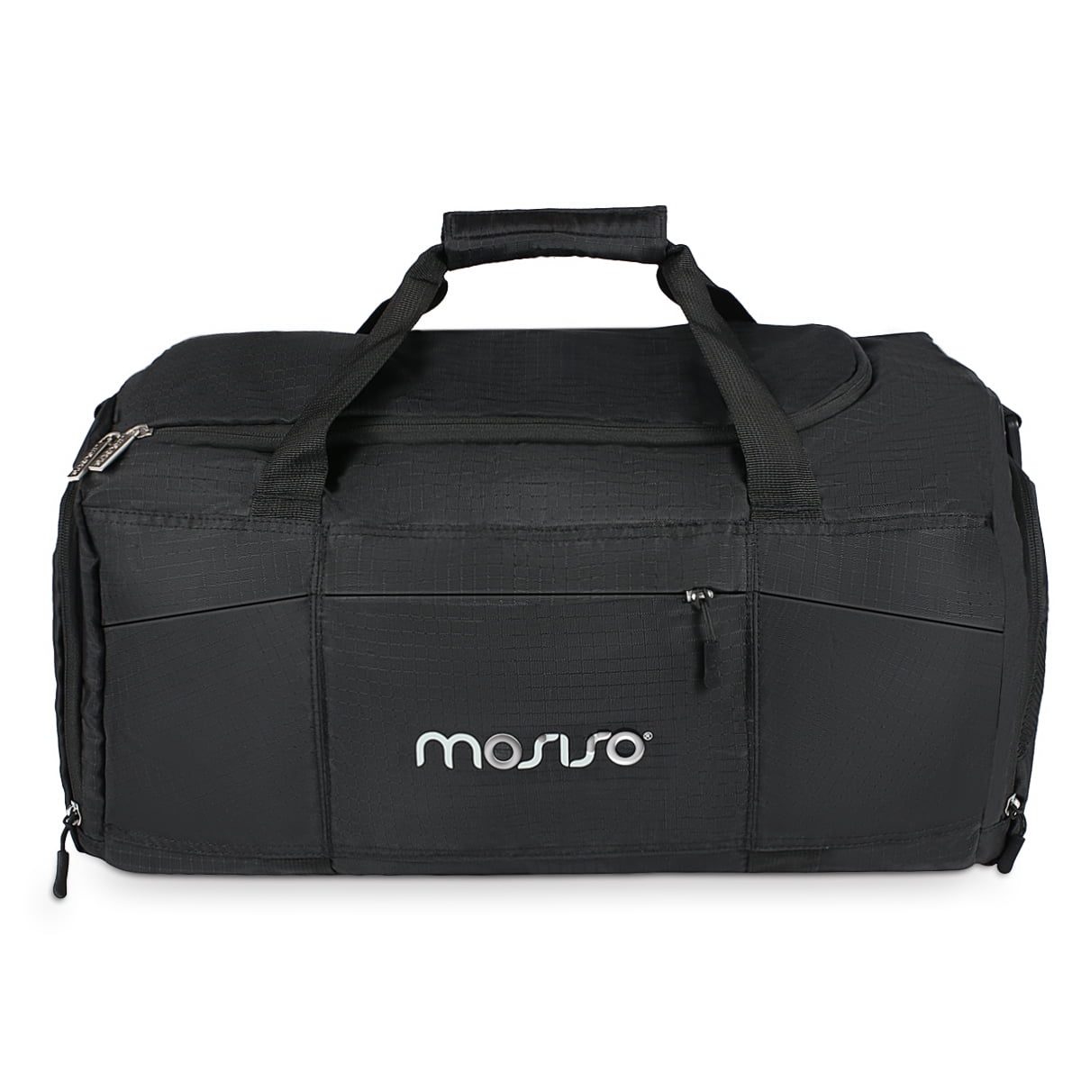 Mosiso Waterproof Sports Duffle Bag Gym Bag Travel Duffel with Adjustable Strap for Sports , Gym ,Vacation , Shopping and Travel ,Polyester Black