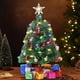 thumbnail image 1 of Árbol de Navidad artificial de mesa con adornos | Mini árbol verde con luces LED y estrella para la estrella | Decoración navideña para interiores en escritorio y ventana | 1 árbol + 12 bolas + 1, 1 of 6