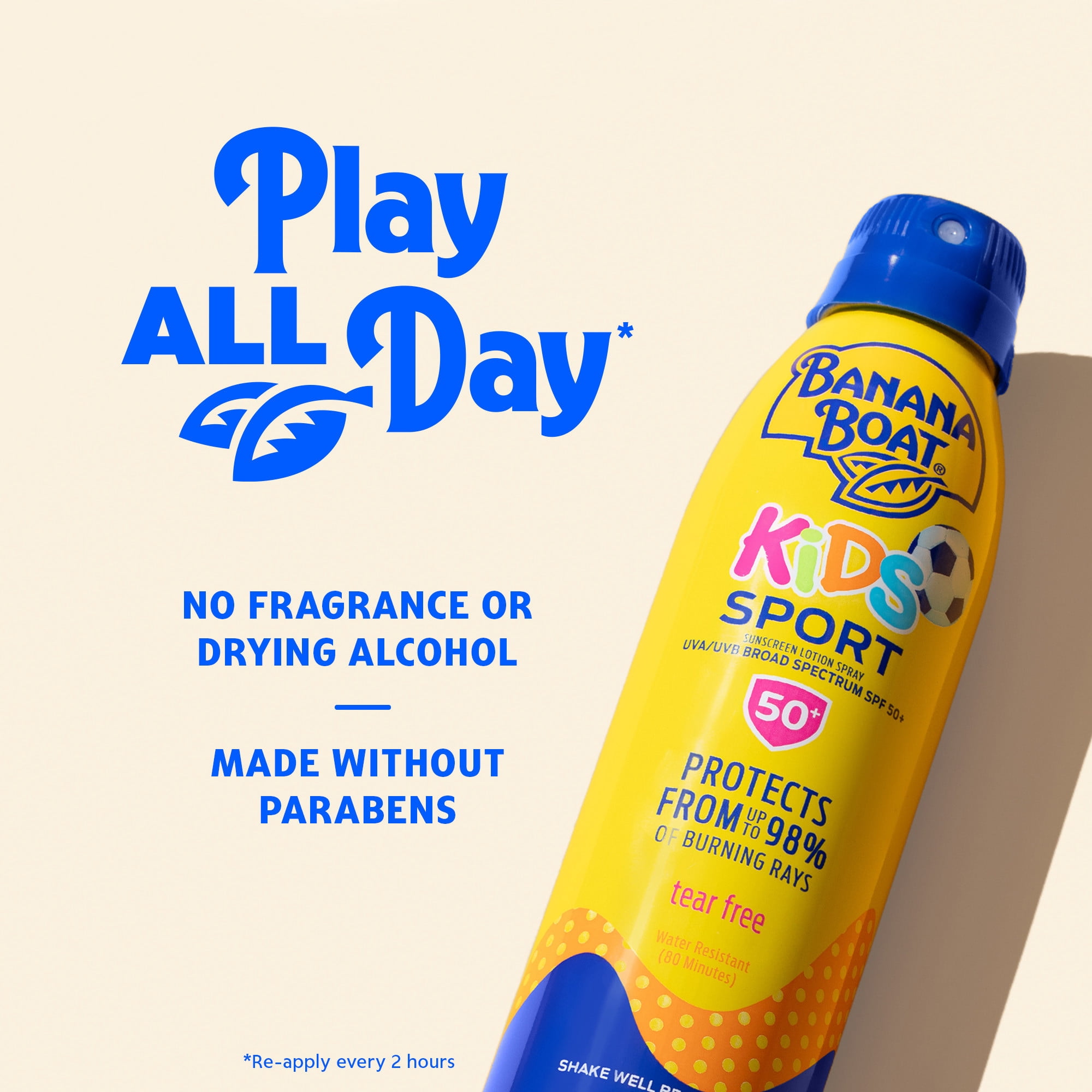 Banana Boat Kids Sport Sunscreen Spray SPF 50, Twin Pack, Kids Sunscreen Spray, 2 6 oz Sprays