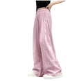 thumbnail image 5 of ZACPNCV Girls Wide Leg Pants Lightweight Casual Elastic High Waist Straight Leg Loose Trousers Pink 8-9 Years, 5 of 7