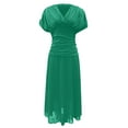 thumbnail image 5 of HNMKIU Plus Size V Neck Pleated Evening Gown Padded Bodycon Holiday Party Dress for Women Light Green,S, 5 of 6