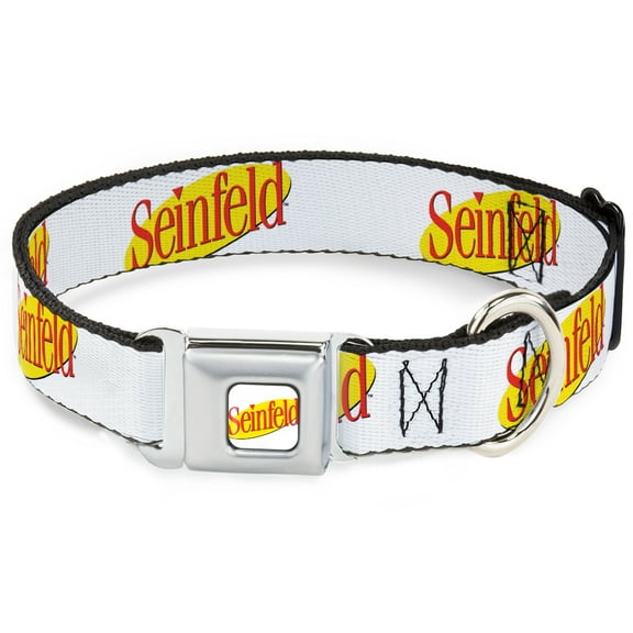 Seinfeld Pet Collar, Dog Collar Metal Seatbelt Buckle, Seinfeld Spotlight Logo White, 9.5 to 13 Inches 1.0 Inch Wide