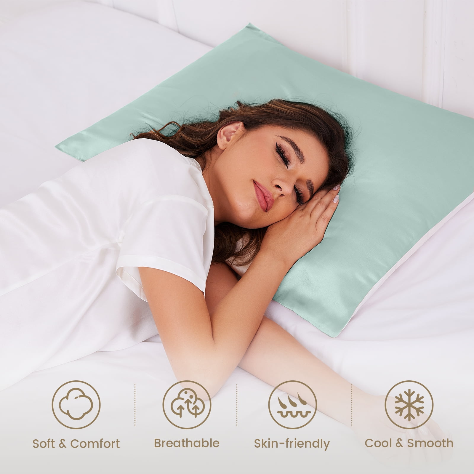 THXSILK Silk Pillowcase, 19 Momme Zippered Silk Pillowcase with Cotton Underside, 100% Pure Mulberry Silk Pillowcase, 1Pcs, Queen Size(20"x30"), Light Blue