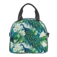 thumbnail image 2 of Goofa Peacock And Flowers Pattern Lunch Bag ,Insulated Lunch Box, Small Leakproof Cooler Food Lunch Containers Reusable High Capacity Lunch Tote Bags, 2 of 8