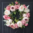 thumbnail image 2 of 16in Peony Wreath Artificial Flower Door Wreath with Green Leaves Spring Wreath, 2 of 14
