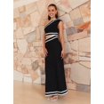 thumbnail image 4 of Womens Sleeveless Oblique Shoulder Lace Cording Slim Casual Long Dress Vacation Dress Black & White Edges S, 4 of 8