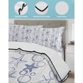 thumbnail image 3 of Twin Quilt Bedding Set, Navy Blue Coastal Reversible Summer Quilt 3 Pieces, Starfish Nautical Ocean Sea Wooden Lightweight Bedspreads Coverlets with 2 Pillow Shams for All Seasons, 3 of 5