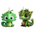 thumbnail image 1 of 2 Piezas Acrílico Lindo Dragón Verde 2D Dinosaurio Plano Navidad Del Coche (#3), 1 of 9