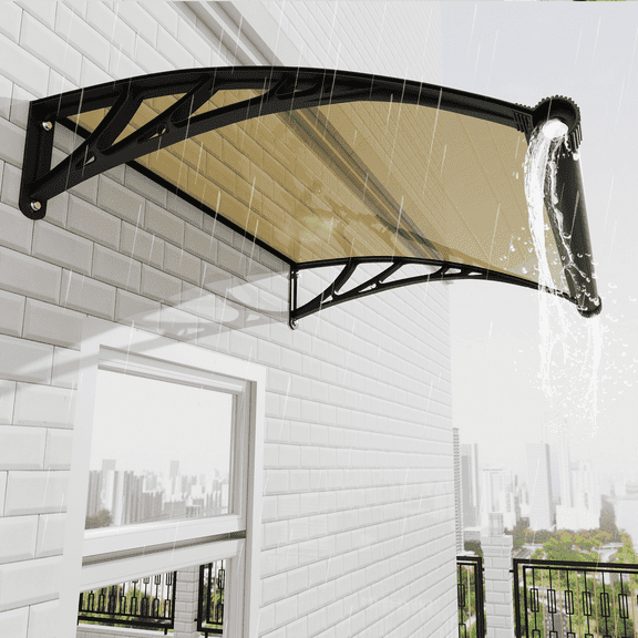 Guansu Window Awning Canopy, Polycarbonate Waterproof Cover with Large Sink for Door Patio and Eaves