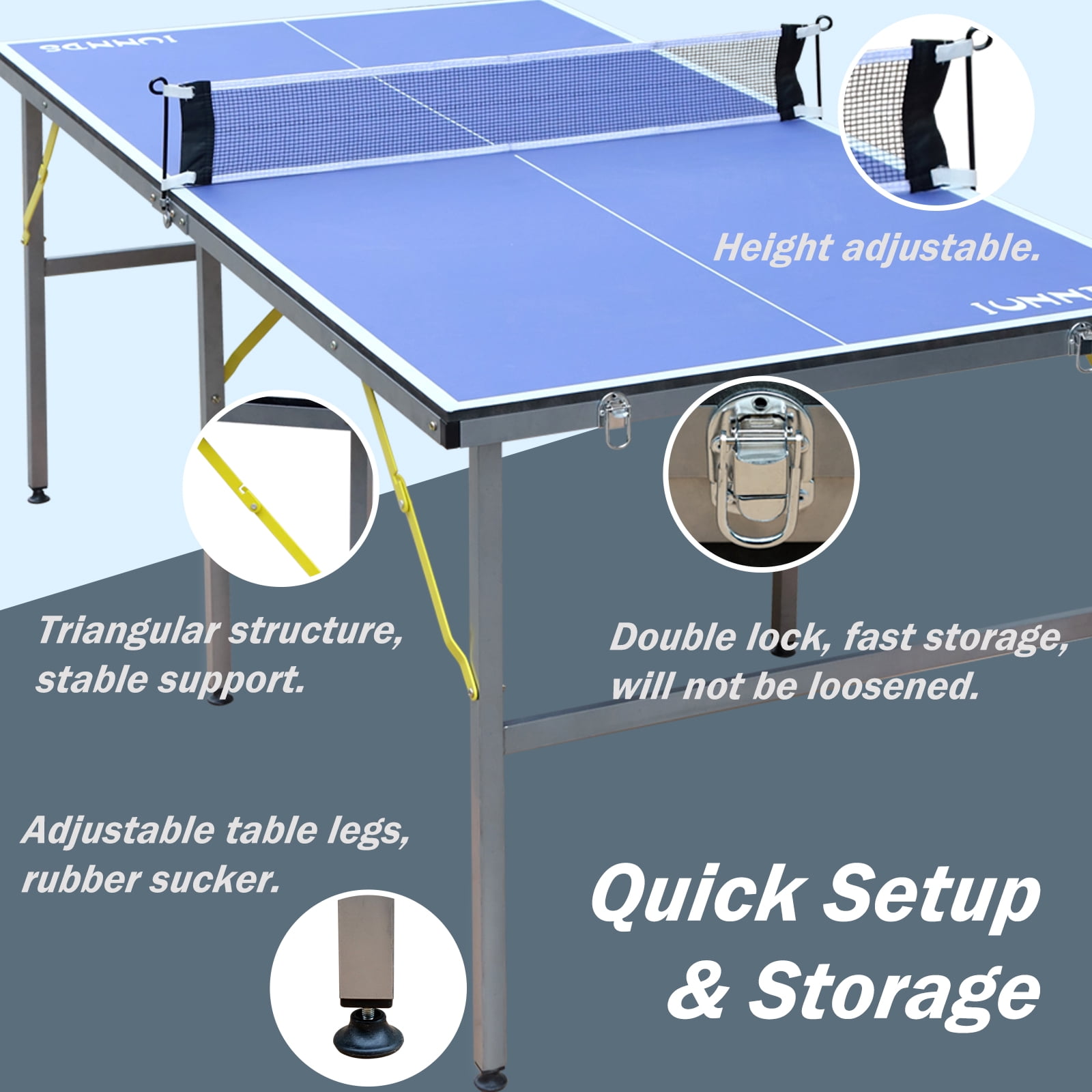 Leuco 6 x 3 Ft Table Tennis Table Mid-Size– Indoor/Outdoor Portable Table