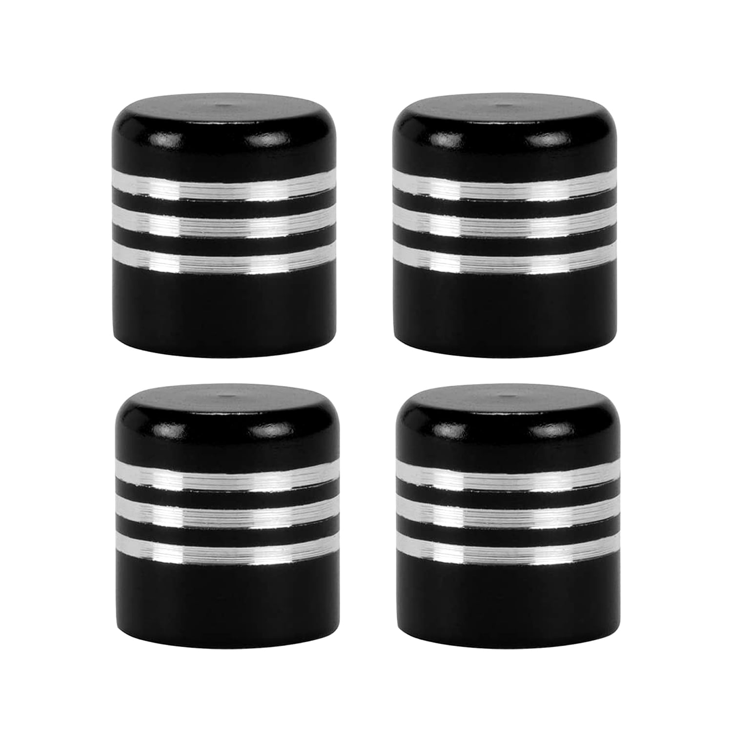 Pilot Automotive Black/Silver Pilot IP2031E Chrome Streak Valve Caps