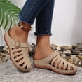 thumbnail image 6 of KEGIRLOM Women's Fashion Casual Hollow Solid Color Baotou Sandals Thick Bottom Half Slippers Wedge Heels Shoes Khaki 8.5, 6 of 9