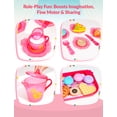 thumbnail image 7 of 33PCS Mint Pink Pretend Play Tea Party Set for Kids Plastic Mini Kitchen Food & Dessert Toys, BPA-Free Playset Accessories with Teapot, Cups, Plates, Macarons Role Play Gift for Girls & Boys Ages 3+, 7 of 7