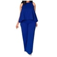 thumbnail image 2 of zanvin Ensembles 2 Pcs pour Femmes, Mode Femmes Été Décontracté Uni Sans Manches Chemisiers Col Rond Hauts Pantalons Longs, 2 of 5