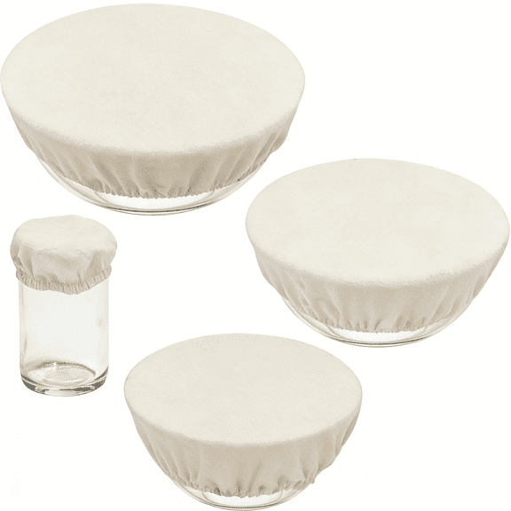 Cotton Fabric Bowl Covers, Reusable Bowl Covers for Bread Proofing, 4 Size Food Storage Container Lids, Sourdough Elastic Washable Cover for Dough Proofing and Fruit Salad