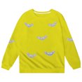 thumbnail image 3 of Tiijoy Halloween Sweatshirts for Girls Bat Print Cozy Crewneck Pullover, Yellow, Sizes 5-14, 3 of 4