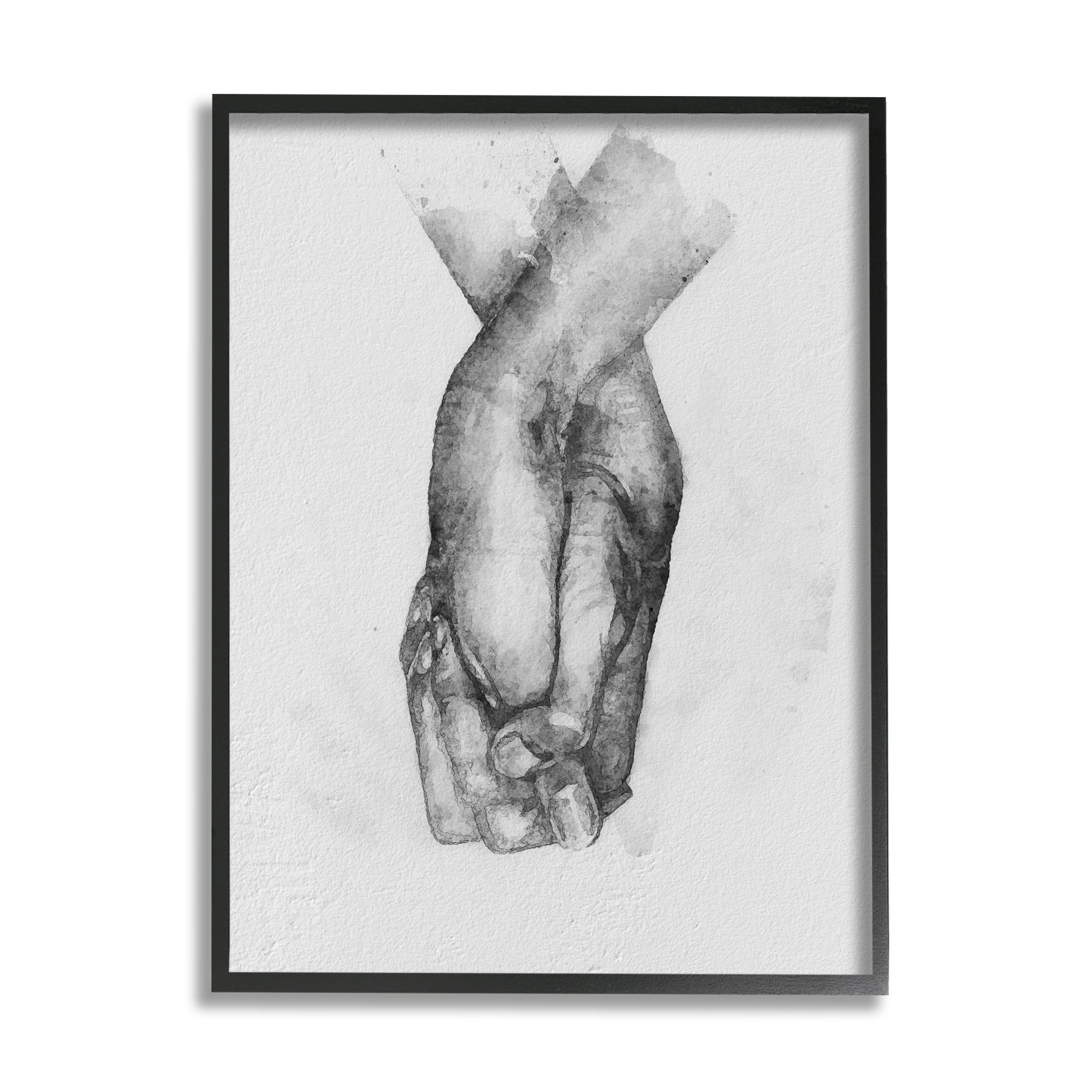 Stupell Industries Simple Vintage Black & White Hand Holding Illustration Framed Wall Art, 16 x 20, Design by Ros Ruseva