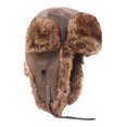 thumbnail image 3 of Sombrero de de invierno con orejeras PU Cálido a prueba Gorros resistentes al frío Sombreros café botón Zulema Sombrero de soldado de invierno, 3 of 6