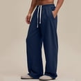thumbnail image 4 of Jerdar Men's Textured Waist Sweatpants Drawstring Elastic Waist Wide-leg Pants, 4 of 7