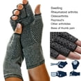 thumbnail image 3 of Grey Cotton Arthritis Compression Gloves with Open Fingertips & Textured Grip - Relieve Joint Pain, Support Daily Activities (Size S, 1 Pair), 3 of 6