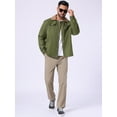 thumbnail image 2 of DARING DIVA Collared Button Front Fleece Lining Cargo Trucker Jacket L Olive Green, 2 of 7