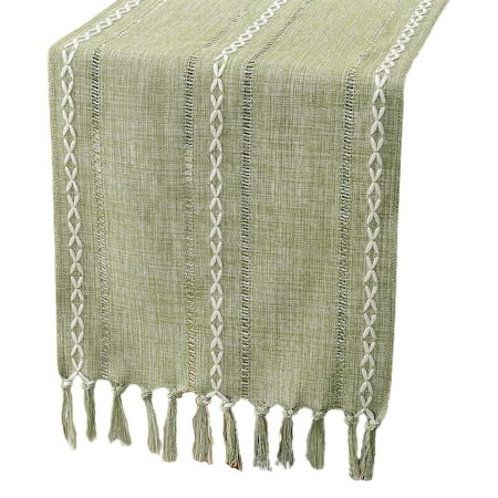 

Mosey Handwoven Retro Table Flag with Tassel Farmhouse Cotton And Linen Table Runner for Wedding Dining Decor