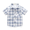 thumbnail image 4 of 8-9 Years Girls Short Sleeved Shirt Comfortable Breathable Fashion Plaid Girls Short Sleeved Shirt Back-To-School Shirts Light Blue T Shirts, 4 of 4