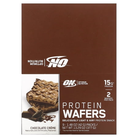 Protein Wafers, Chocolate Creme, 9 Packs, 1.48 oz (42 g) Each, Optimum Nutrition