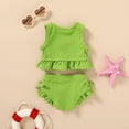 thumbnail image 3 of MAMAMI Toddler Baby Girls Swimsuit Summer Solid Color Two-Piece Bathing Suit,Size 3M-3T, 3 of 8