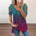 thumbnail image 1 of Pntutb Mujer Verano Manga Cortaｖ-Cuello Cremallera Leopardo Hollow Out Camiseta Blusa tops Pntutb Pntutb-3800, 1 of 6