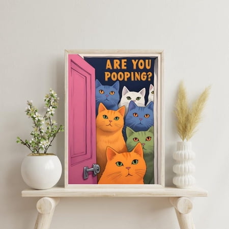 Cat Bathroom Wall Art Toilet Decor Pet Art Print