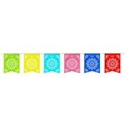 12 Foot Long Rainbow Multicolored Flag Mexican Sun Del Sol Design Plastic Garland Banner Party Decorations by Super Z Outlet