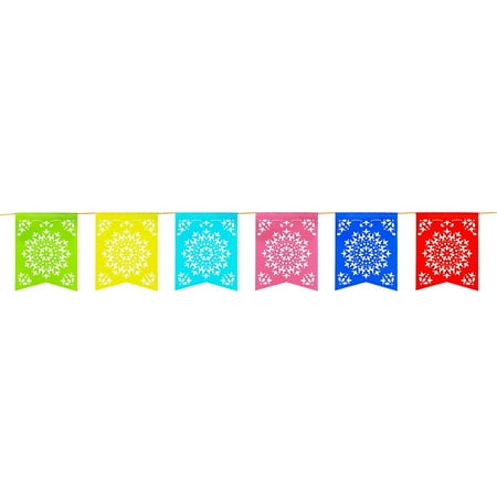 12 Foot Long Rainbow Multicolored Flag Mexican Sun Del Sol Design Plastic Garland Banner Party Decorations by Super Z Outlet