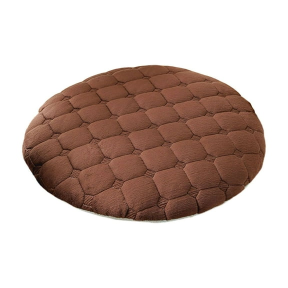 Plush Round Cushion 14in Soft Flock Seat Pad Winter Warm Floor Pillow Non-Slip Balcony Bedroom Accent Support
