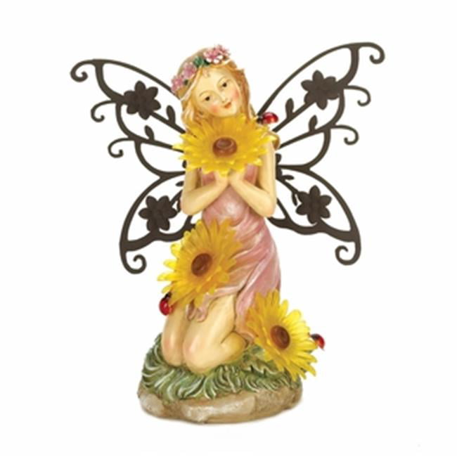 Moonrays Solar LED Fairy Garden Decor In Angel With Glowing Dove Design 