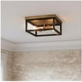 thumbnail image 2 of Hampton Bay Boswell Quarter 12-1/2 in. 2-Light Gold and Black Distressed Wood Accents Coastal Flush Mount Ceiling Light for Bedrooms, 2 of 5