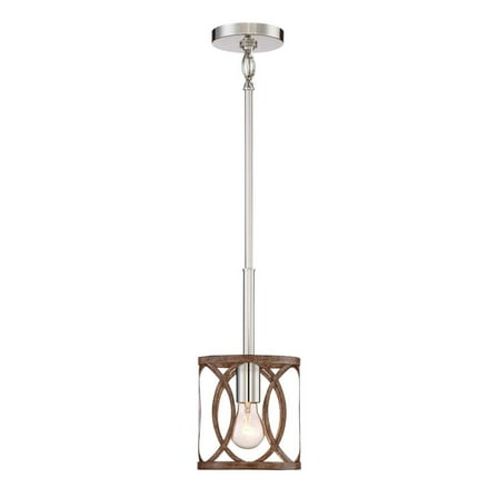 Home Decorators 1-Light Polished Nickel / Corona Bronze Mini Pendant - New