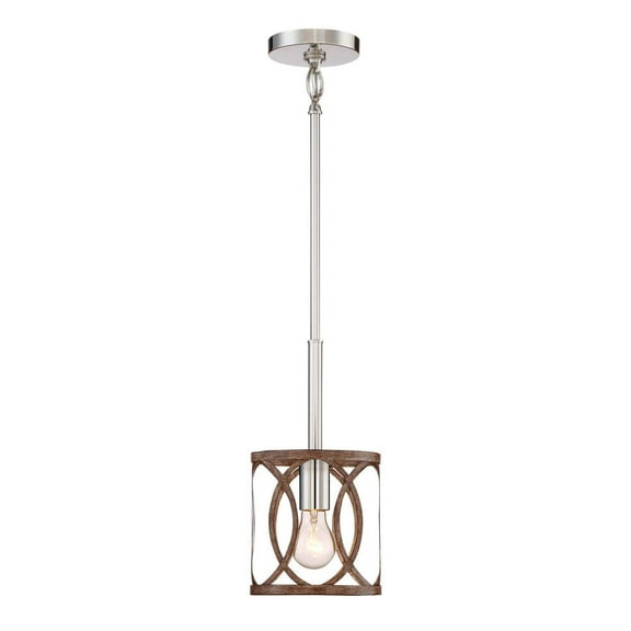 Home Decorators 1-Light Polished Nickel / Corona Bronze Mini Pendant - New