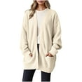 thumbnail image 2 of BSDJILFG Cable Knit Sweater for Juniors Plus Size Y2K Trendy Open Front Long Cardigan with Pockets ,Sizes S-3XL, 2 of 6