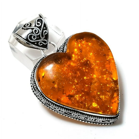 Baltic Amber Handmade 925 Sterling Silver Jewelry Pendant 2.01"