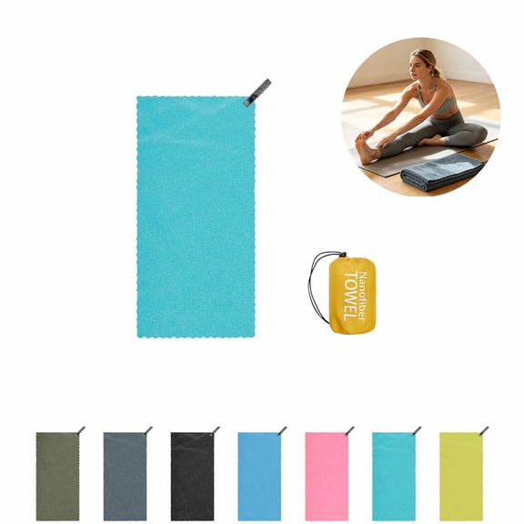 Absorbent Quick Dry Microfiber Sports Sweat Towel 16x31 Inch, Wavy Edge Textured Portable Fitness Workout Towel with Storage Carry Pouch for Gym Running Tennis Yoga Outdoor Exercise, Multi Colors