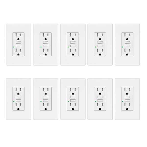 15amp Weather Resistant GFCI Outlet, Tamper Resistant GFI Receptacle with LED Indicator, Decor Wall Plate and Screws Included, ETL Certified, White 30 Pack